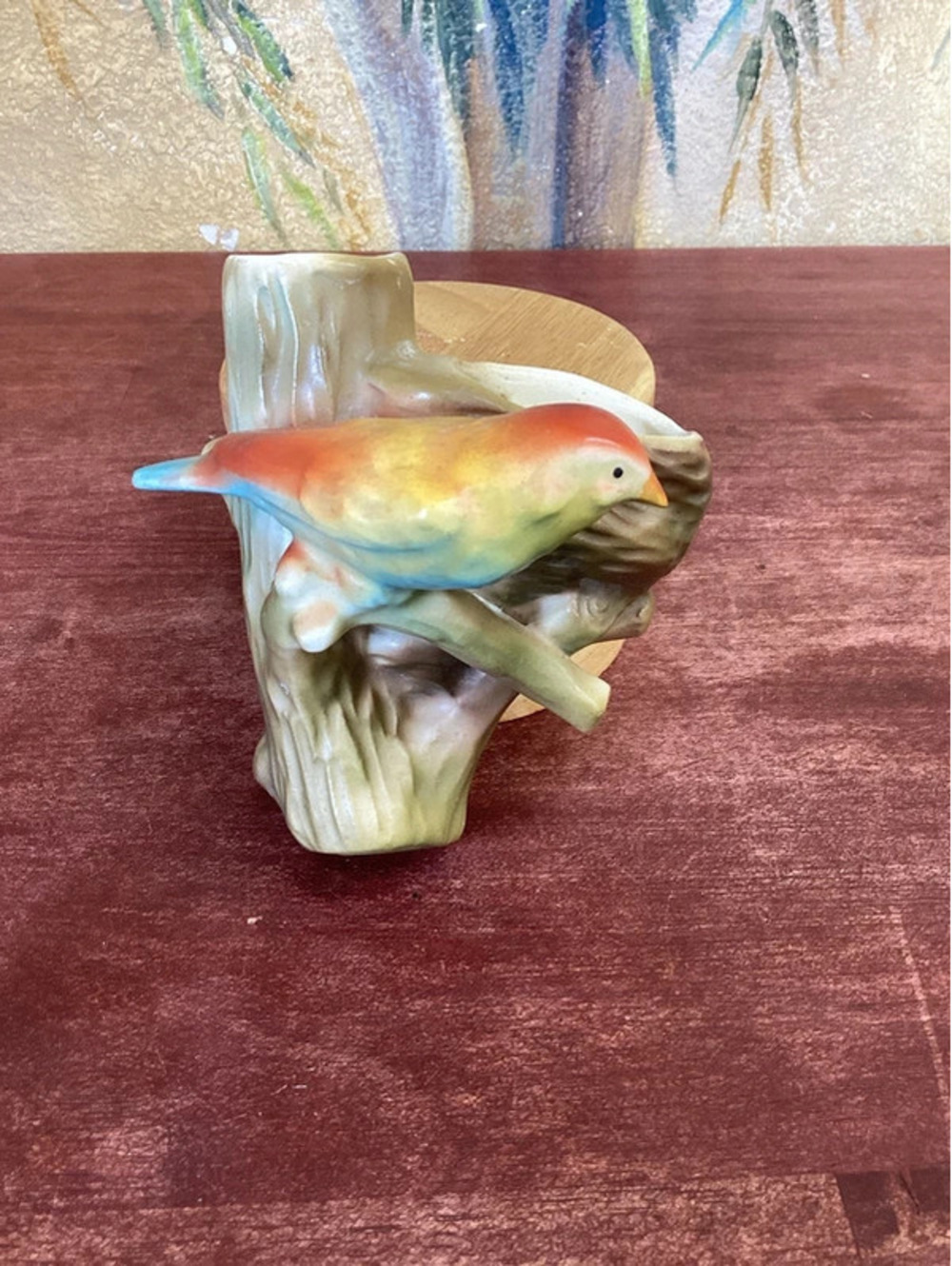 1930 Czechoslovakian art pottery bird vase wall pocket